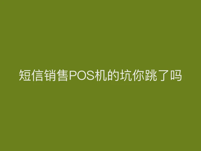 短信销售POS机的坑你跳了吗